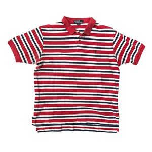 Vintage Ralph Lauren Polo Shirt Men XL Red White Blue Y2K 100% Cotton